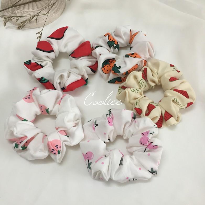 Dây cột tóc scrunchies hoa quả dâu, bơ, cà rốt, lê, chanh, cherry