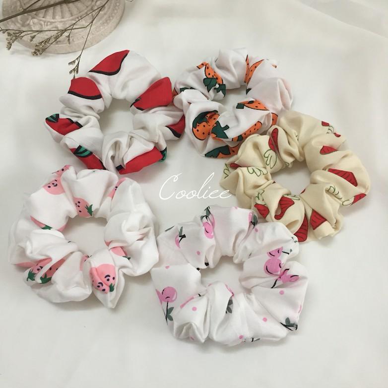 Dây cột tóc scrunchies hoa quả dâu, bơ, cà rốt, lê, chanh, cherry