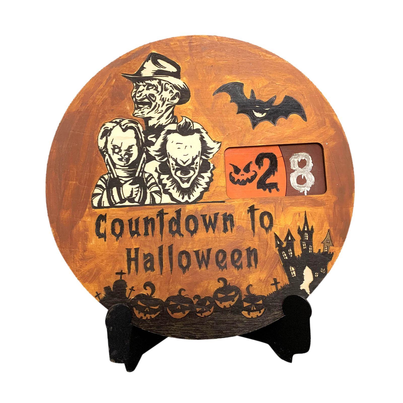 Halloween Advent Calendar Round Movable Turntable, Holiday Pendants ,Festive Gift Decoration Ornament for Holiday Party Home