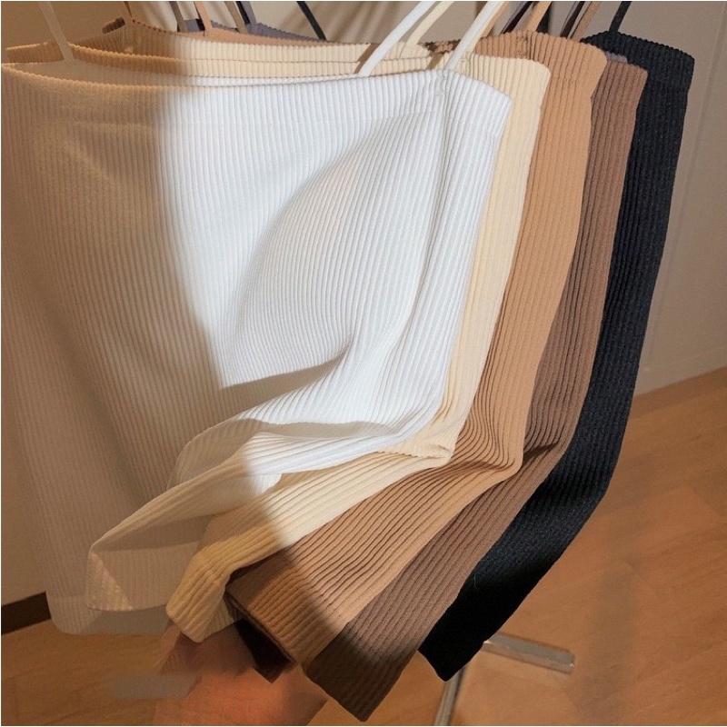 Áo Bra Nữ Thun 2 Dây Dáng Dài Có Mút Nâng Ngực Màu Pastel Quyến Rũ 1880