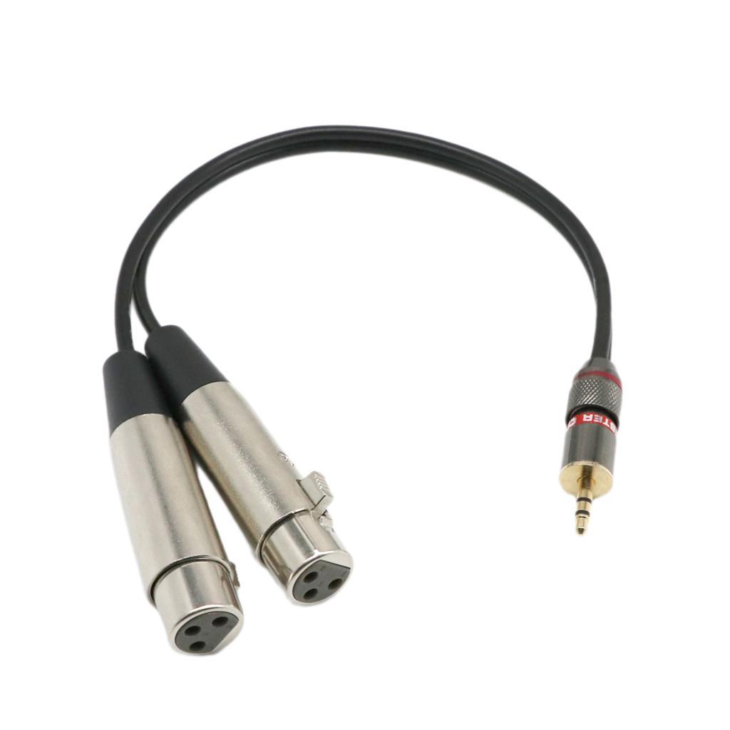 1/8" 3.5mm Jack to Dual XLR Female Y Stereo Microphone Audio Cable Cord
