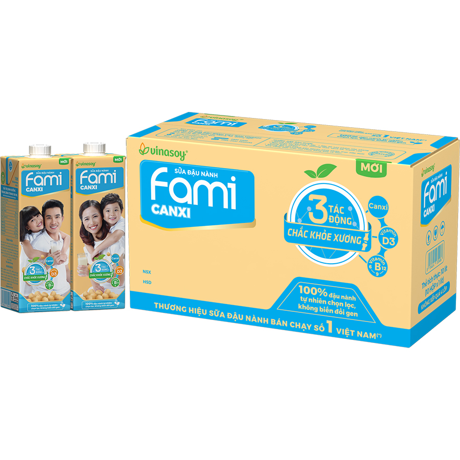 Thùng 10 Hộp Sữa đậu nành Fami Canxi (1000ml/Hộp)