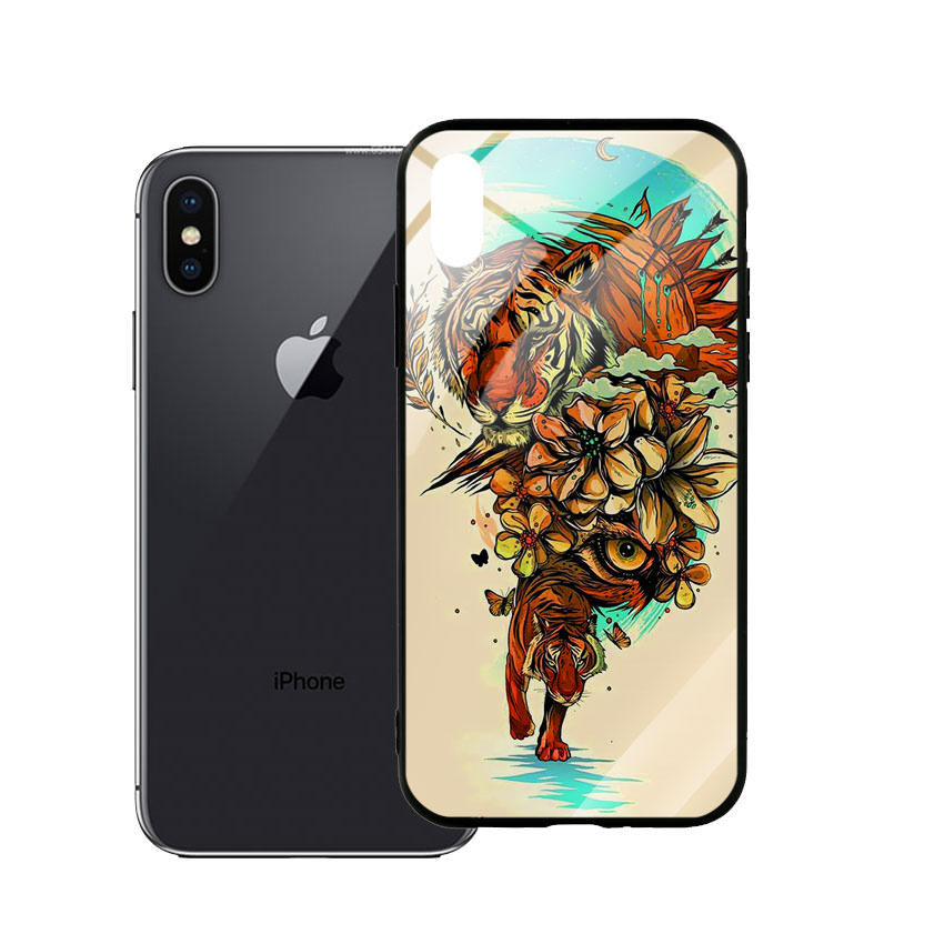 Ốp Lưng Kính Cường Lực cho điện thoại Iphone X / Xs - Tiger 05