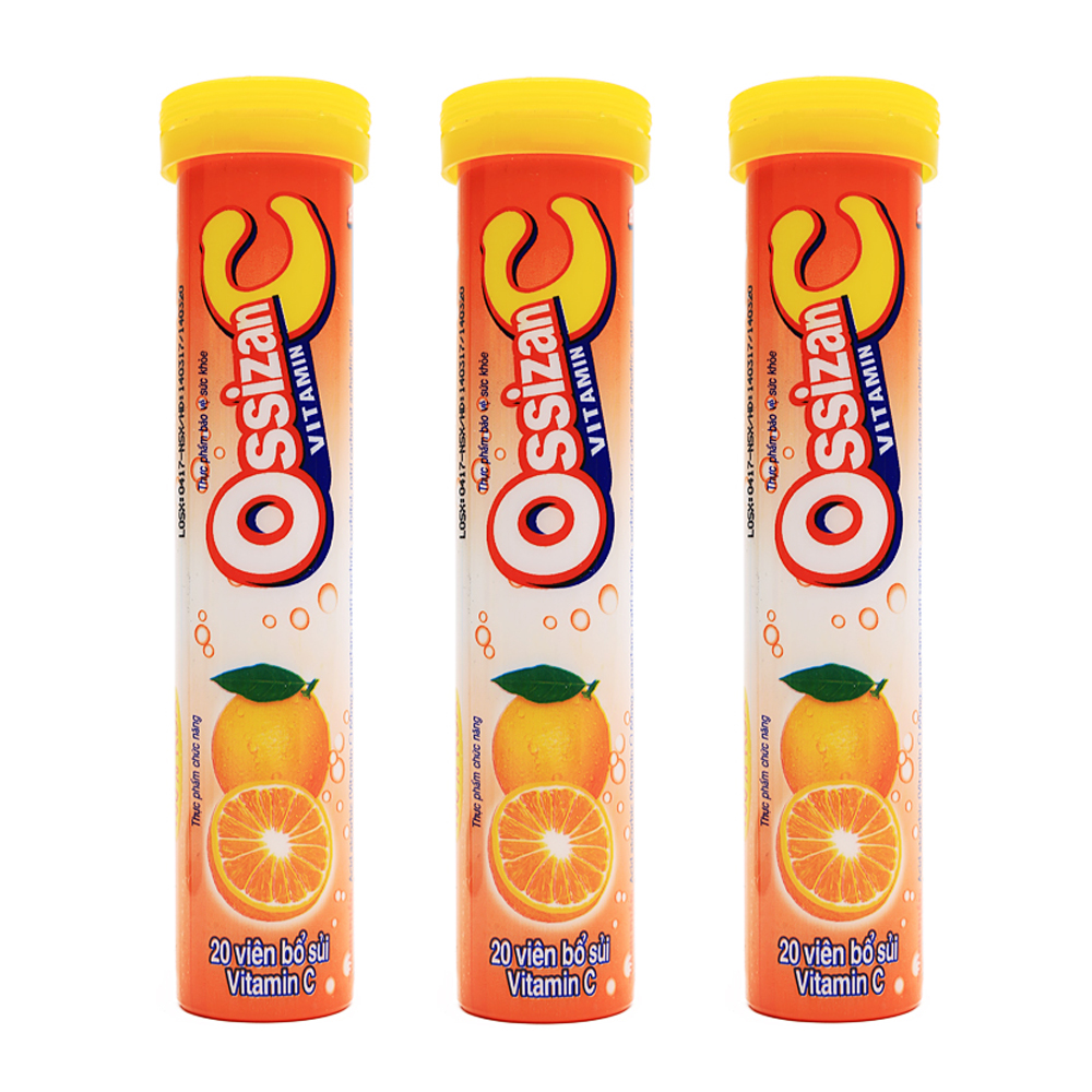 Thực phẩm bảo vệ sức khỏe Bổ sung Vitamin Ossizan C vị cam 20 viên/ tuýp- Bổ sung vitamin C, giúp tăng sức đề kháng cho cơ thể, tăng tính bền vững thành mạch máu