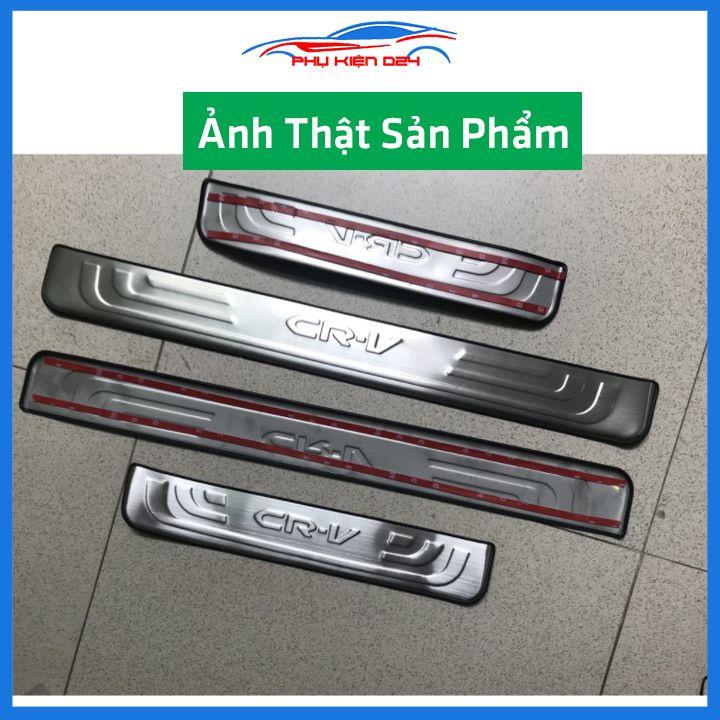 Bộ ốp bậc cửa trong ngoài nẹp bước chân CRV 2014-2015-2016 Inox chống trầy trang trí xe
