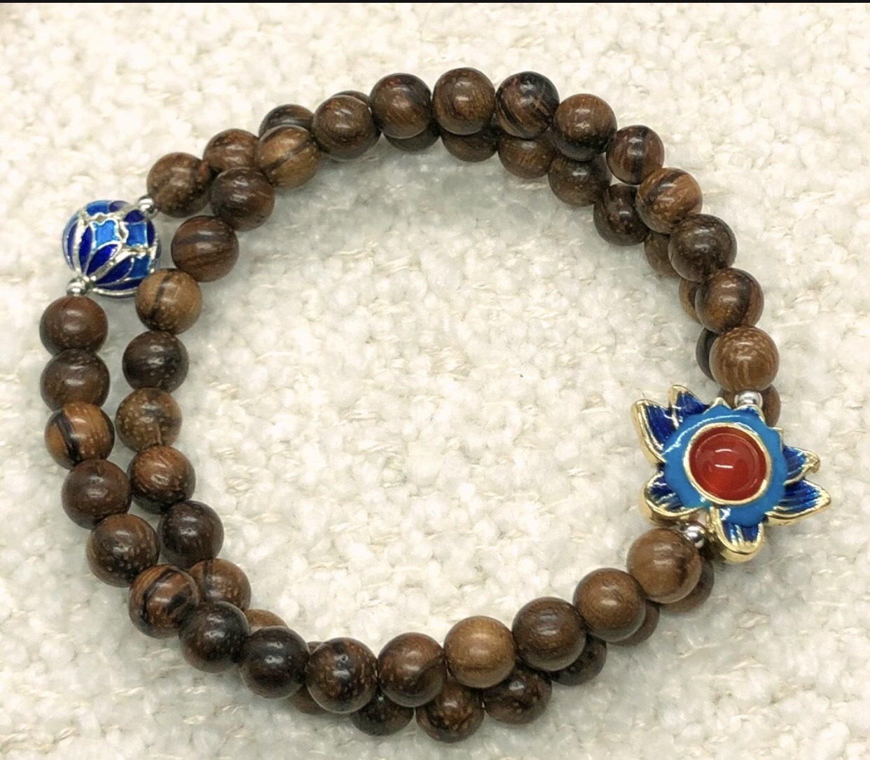 VÒNG TRẦM TỐC QUẤN 2 VÒNG TAY PHỐI CHARM BẠC