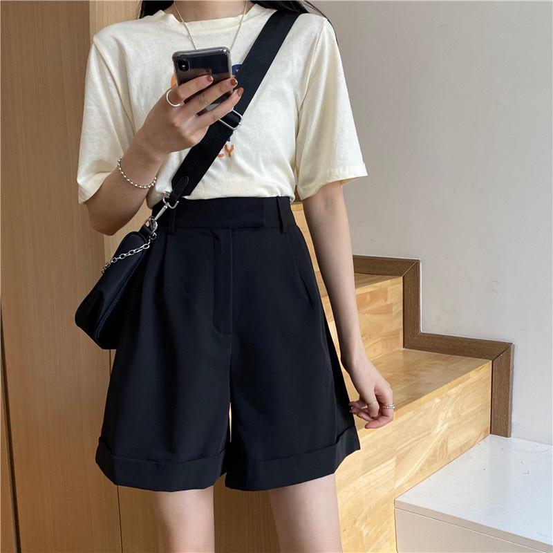 Quần Shorts Cạp Siêu Cao Ông Rộng Chất UMi Phong Cách Hàn Quốc