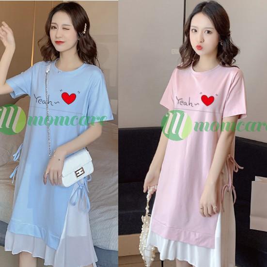 Váy bầu xinh công sở COTTON 2 MÀU - Đầm bầu sau sinh cho con bú ti - Đầm bầu cho mẹ thời trang đẹp dự tiệc Bigsize