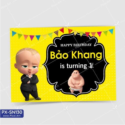 Thiệp thôi nôi – sinh nhật Pluxi Nhóc Trùm PX_SN130