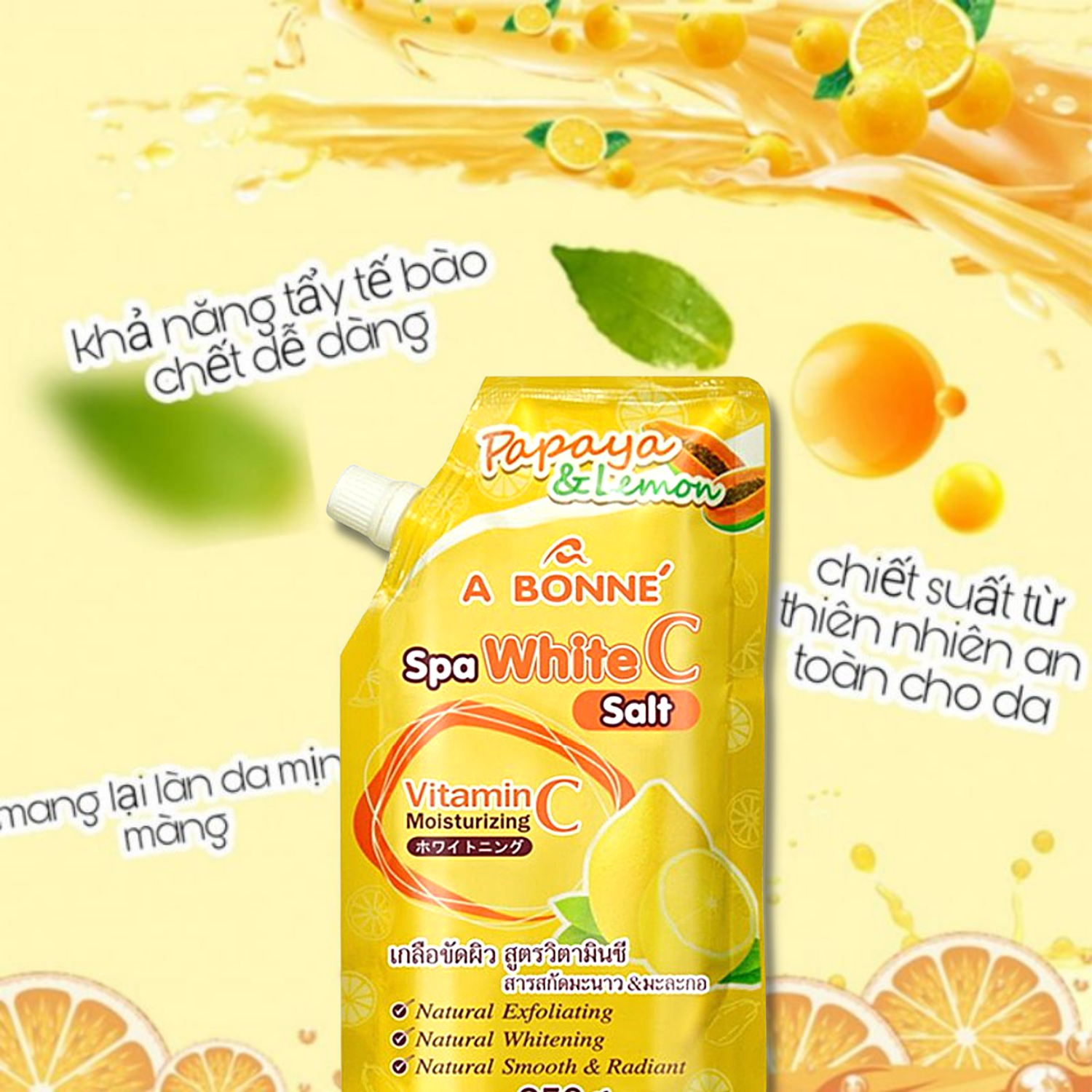 Muối Tắm Sữa A Bonne Vitamin C - Tẩy Tế Bào Da Chết Body Trắng Da Dưỡng Ẩm 350gr