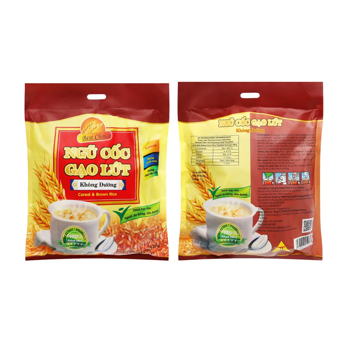 Combo 2 Bịch Ngũ Cốc Gạo Lứt không đường ăn kiêng Best Choice