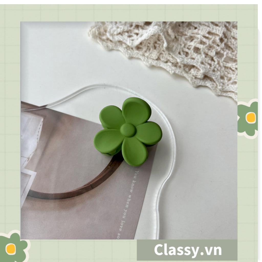 Kẹp tóc càng cua Classy cỡ nhỏ hình bông hoa màu xanh PK1170