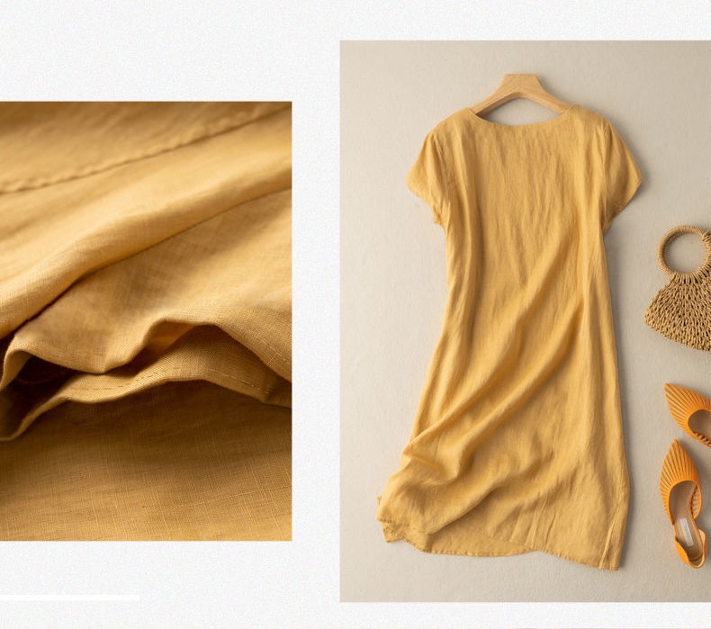 Hình ảnh Đầm linen dáng suông chất đũi mềm mát thời trang thương hiệu chính hãng Đũi Việt Dv71