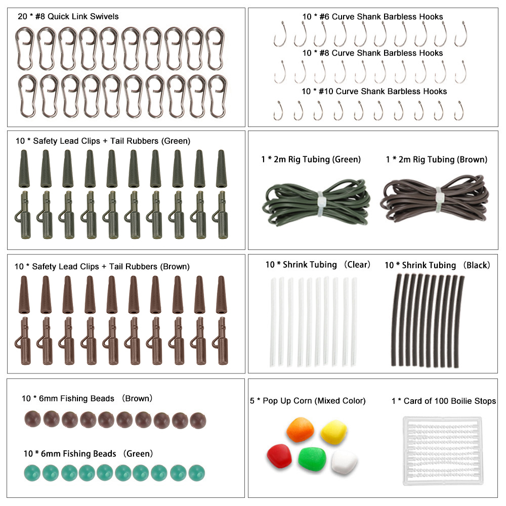 Bộ đồ nghề câu cá 143 cái với ống xoay / móc / ống tay áo / cao su