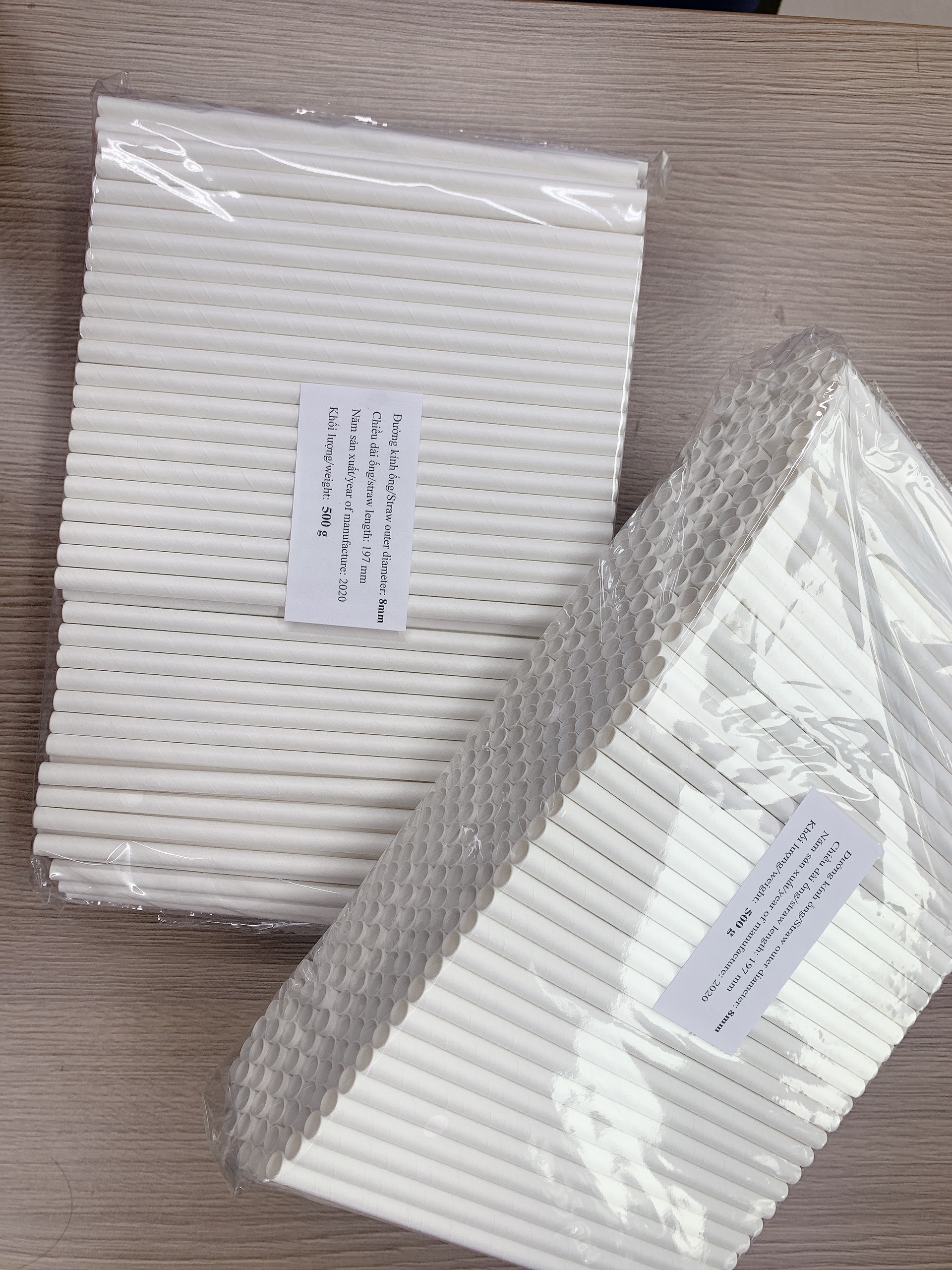 Ống hút giấy Clean Paper Straw kích thước 8mm x 197mm màu trắng dùng cho, sinh tố, đá xay....