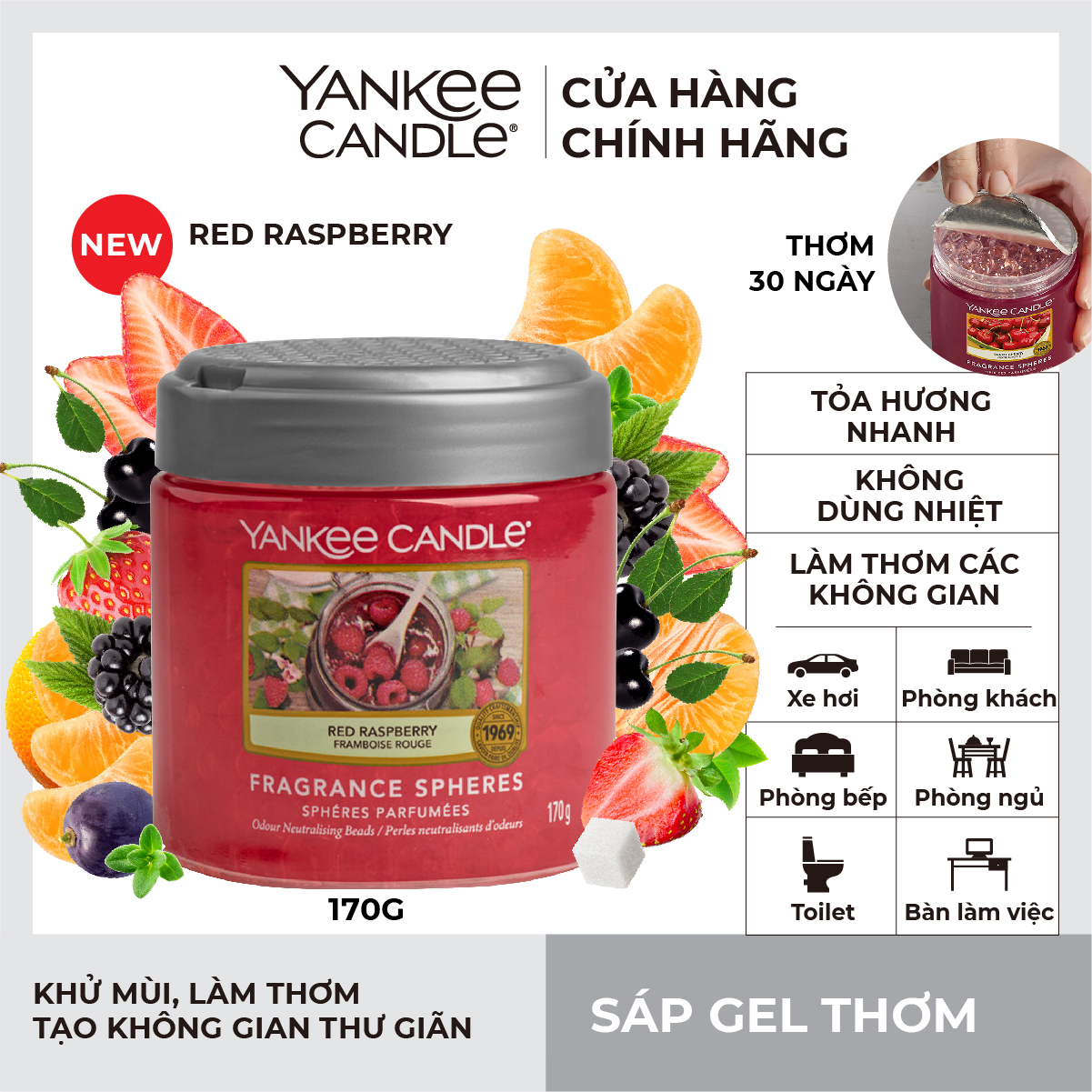 Sáp Gel Thơm Yankee Candle - Red Raspberry (170g)