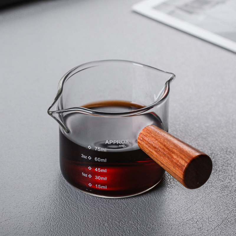 100ml Cốc đong cà phê Espresso 2 miệng thuỷ tinh chịu nhiệt