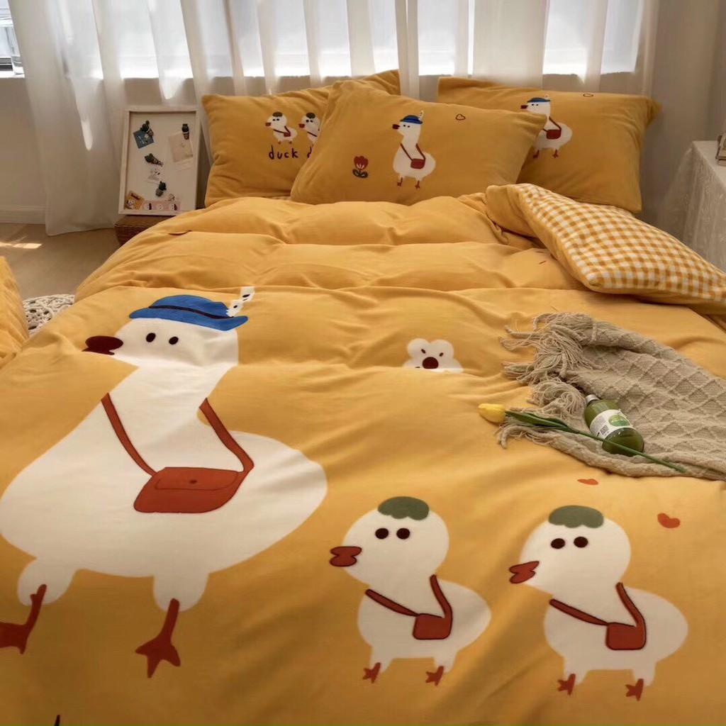 Bộ chăn ga nỉ mịn 5D cao cấp - họa tiết đáng yêu