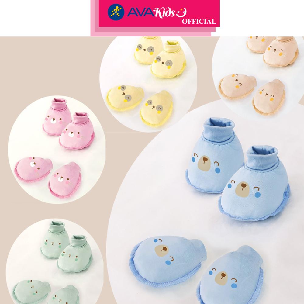 Set nón, bao tay bao chân BabyMommy in hình thú - Màu ngẫu nhiên (0 - 3 tháng)