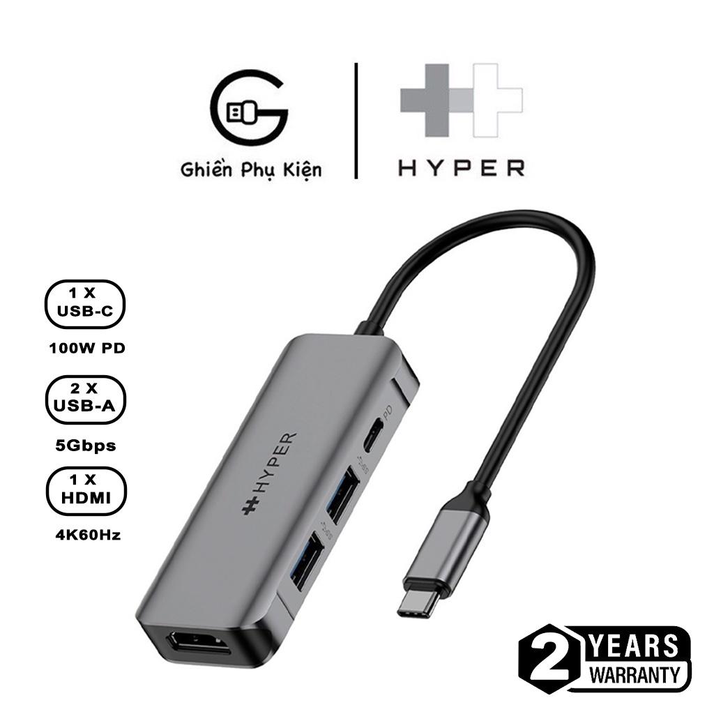 Cổng Chuyển HyperDrive USB-C HUB HDMI 4K60HZ 4-IN-1 - Hàng Chính Hãng