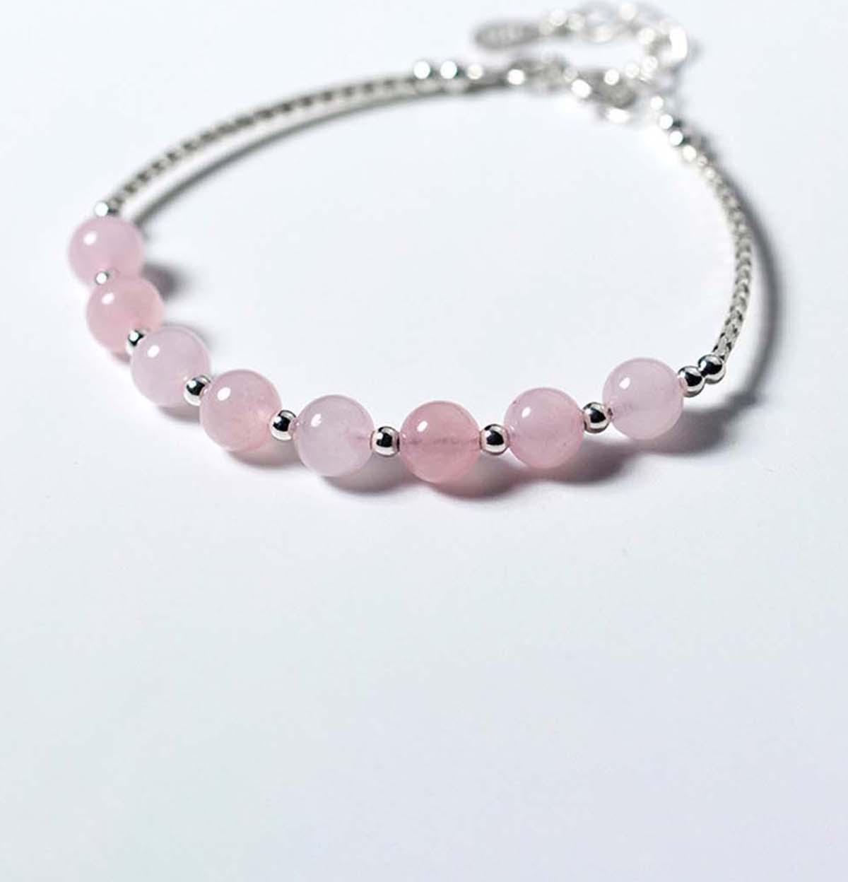 Vòng tay bạc đá thạch anh hồng mệnh hỏa, thổ - Ngọc Quý Gemstones