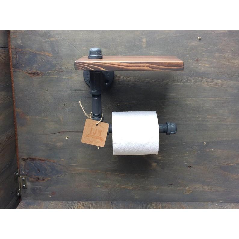 Kệ ống nước mini kèm móc treo tường WC, kệ ống nước lắp ráp chất liệu ống sắt cao cấp trang trí đẹp