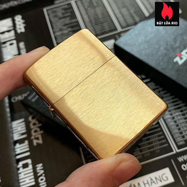 Bật Lửa Vỏ Zippo Brushed Brass Chính Hãng - Không Kèm Ruột Zippo