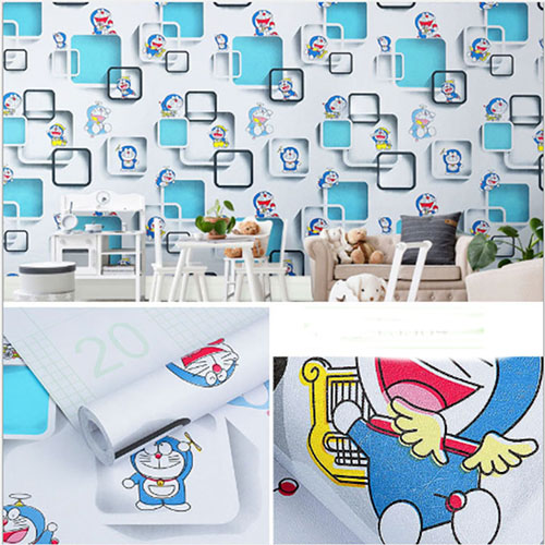 DECAL GIẤY DÁN TƯỜNG HÌNH MÈO MÁY KEO SẴN KHỔ 10M X 45CM GDT_5364