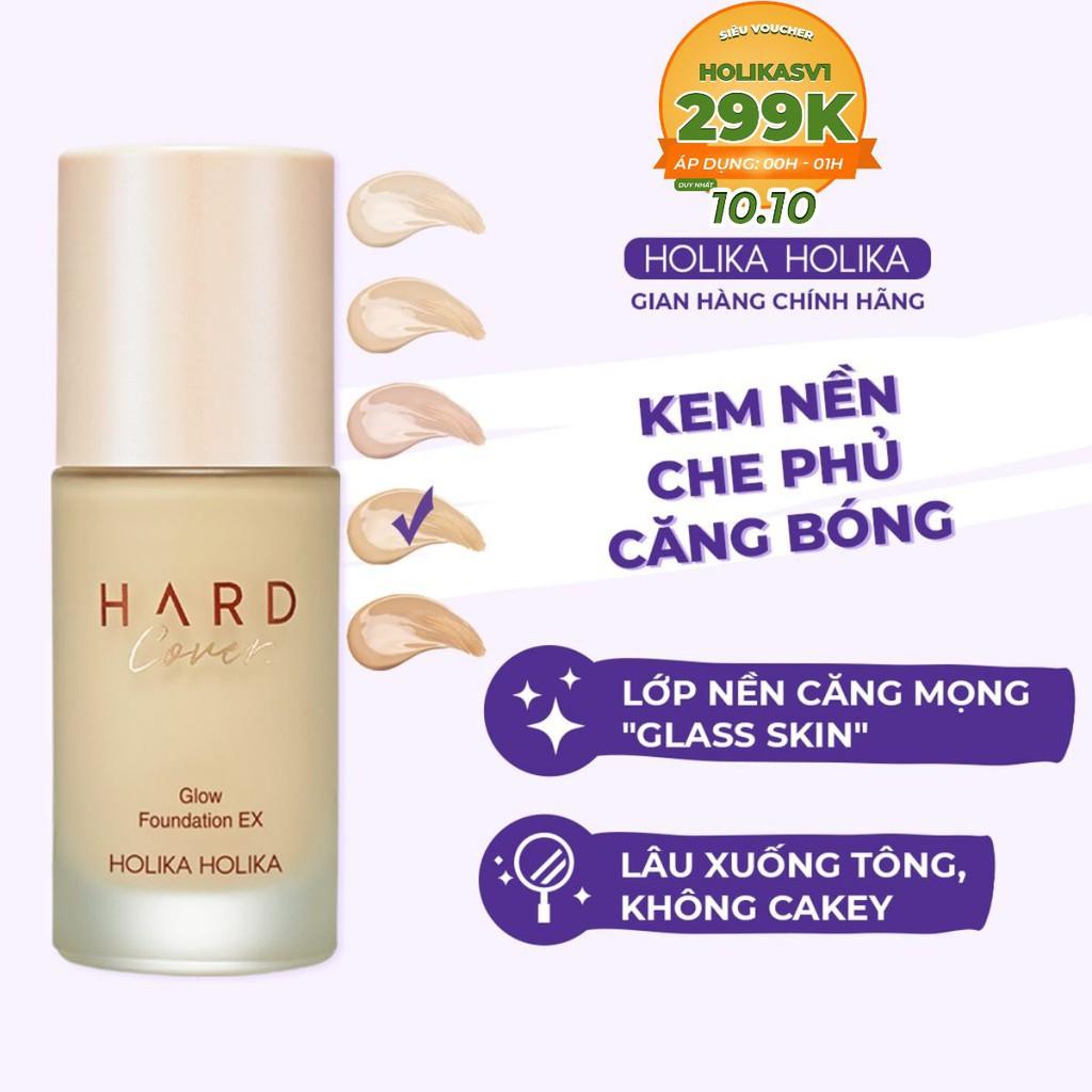 Kem nền căng bóng Holika Holika Hard Cover Glow Foundation EX SPF50 PA++ cận date