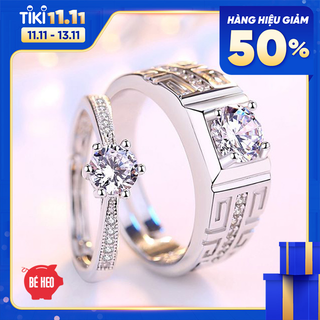 Nhẫn cặp nạm đá zircon BHN90