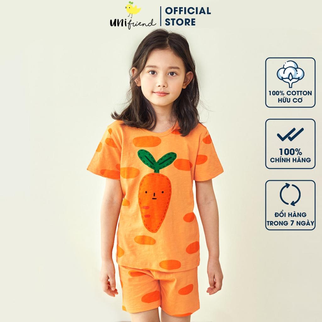 Bộ đồ ngắn tay mặc nhà cotton mịn cho bé gái U3026 - Unifriend Hàn Quốc, Cotton Organic