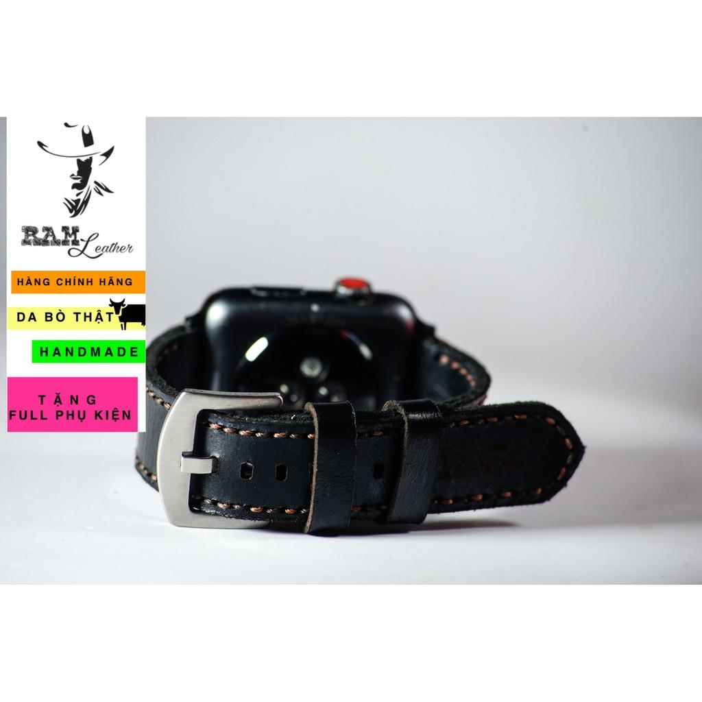 Dây đồng hồ RAM Leather cho apple watch da bò đen - RAM classic black
