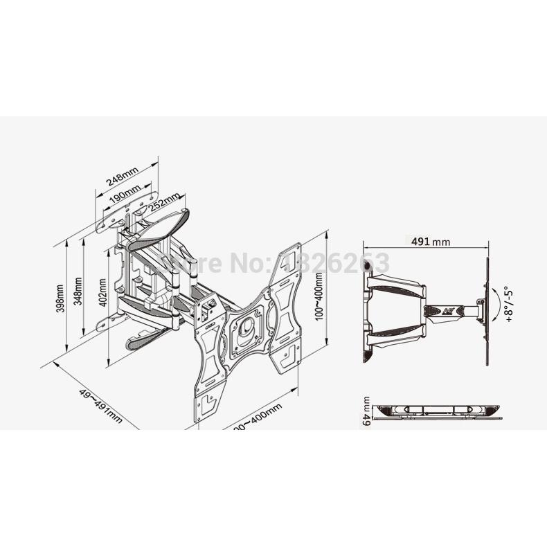 Giá treo tivi đa năng góc 4 tay nhập khẩu NB 757-L400 cho tivi 32-70 inch