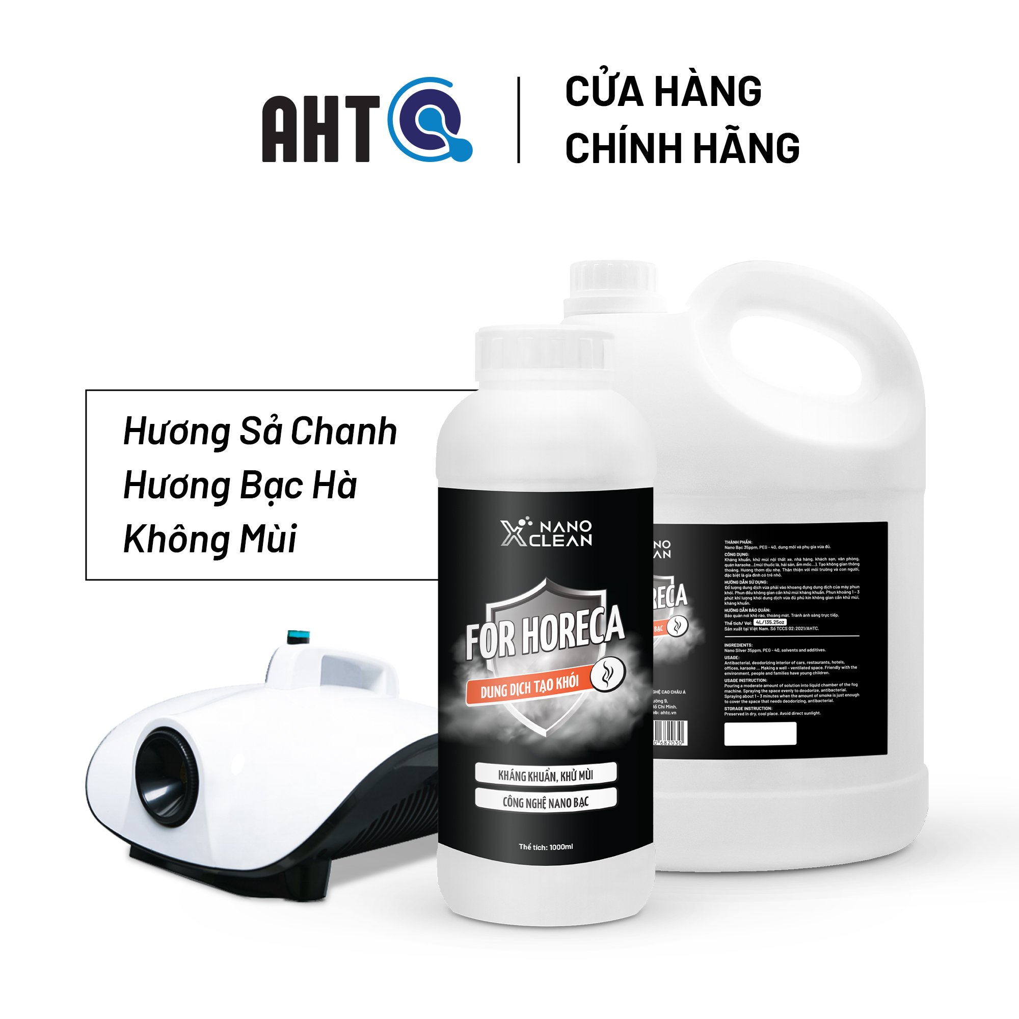 Khử mùi ô tô Nano Xclean For Horeca- Phun khói diệt Khuẩn Khử Mùi ô tô, Không Gian Nhà Ở, Văn Phòng Khử Mùi Hôi, Mùi mốc, Mùi Bếp (AHTC)