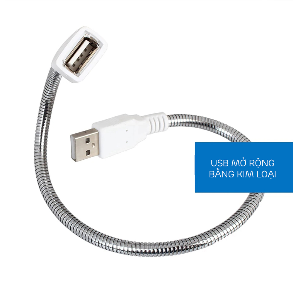 Hình ảnh Bộ 2 Cáp Nối Dài USB Mở Rộng 2 Đầu Âm Dương (ngõ Đực - Cái) 35 cm Kim Loại Dẻo Dễ Dàng Điều Chỉnh (Chỉ Cấp Nguồn, Không Truyền Dữ Liệu) Cho Đèn Led USB, Quạt USB Mai Lee