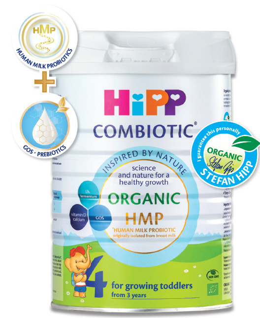 Combo 4 lon Sữa bột Hipp số 3 Organic Combiotic HMP 800gr Mẫu Mới tách tem tặng 1 lon 350gr