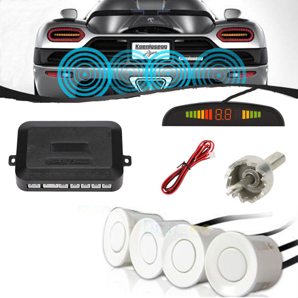Cảm biến lùi 4 mắt mắt to 22mm cảnh báo va chạm xe hơi ô tô loại 12v đủ màu TẶNG MŨI KHOAN