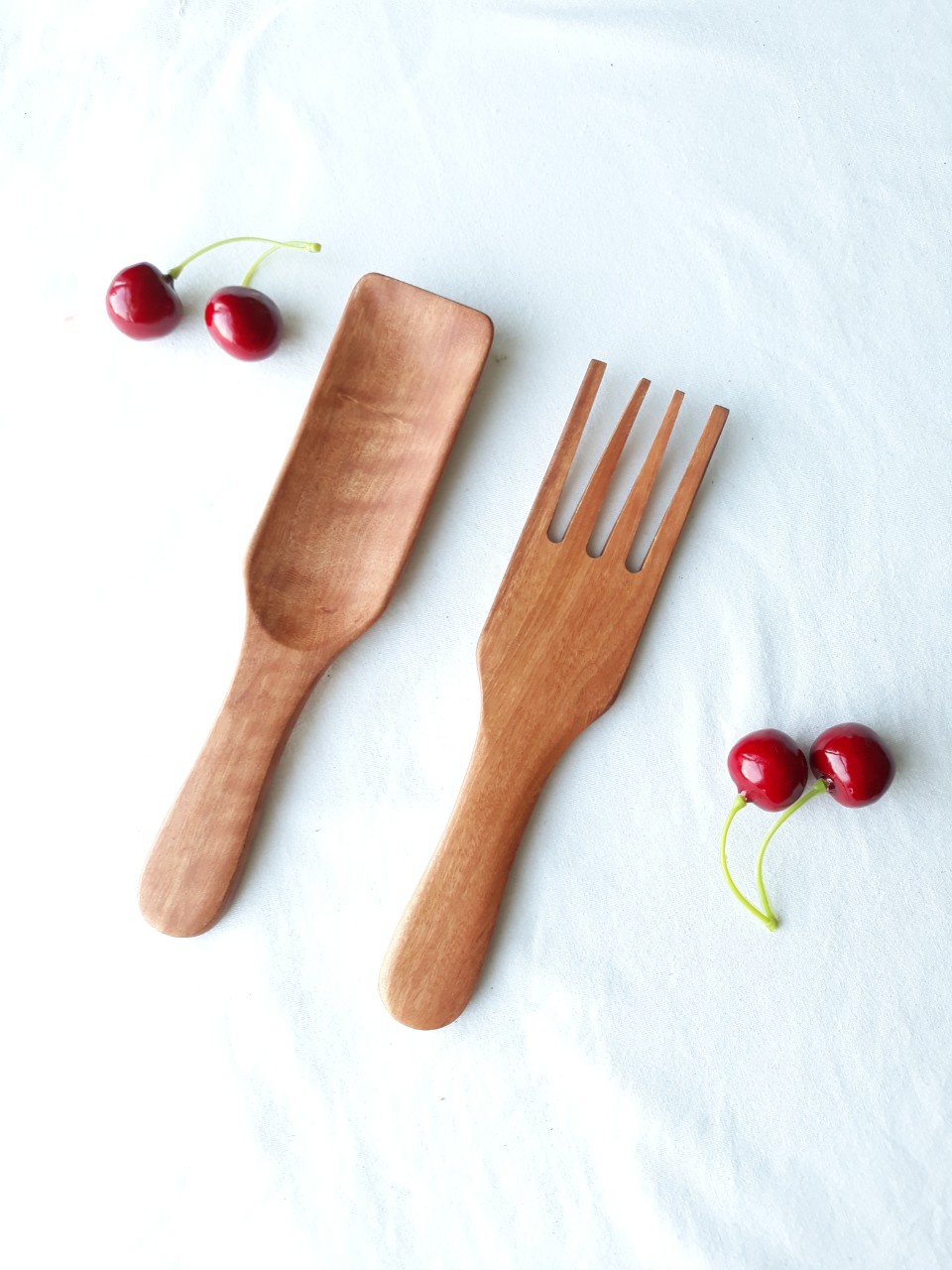 Bộ Bát Gỗ Thìa Salad Bằng Gỗ Keo Tự Nhiên Nguyên Khối