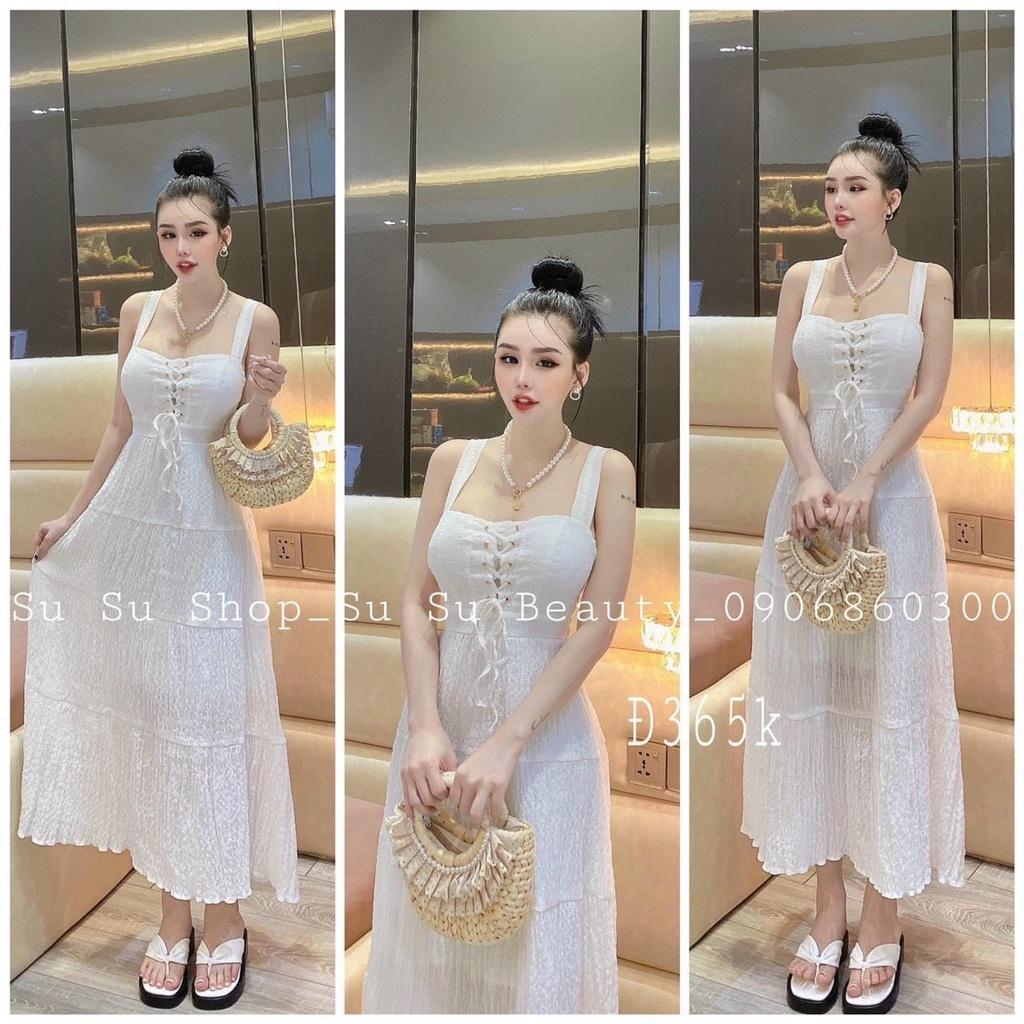 Đầm maxi hai dây hở lưng chất voan xốp siêu đẹp bkfrreship