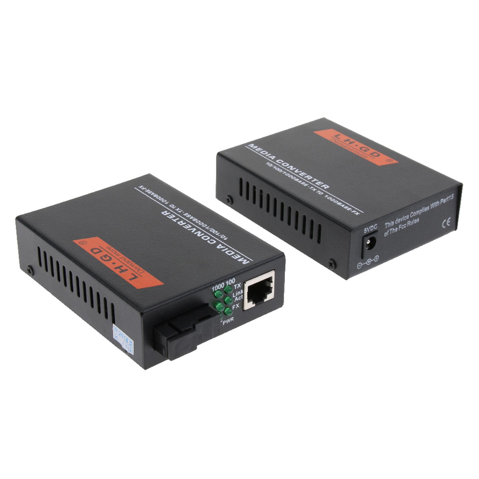 2pcs 1000M External Ethernet Media Converter Single Mode Fiber