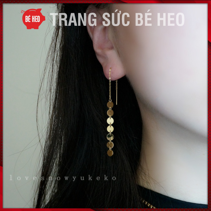 Bông tai titan dài model không đen- Trang sức Bé Heo BHBT474