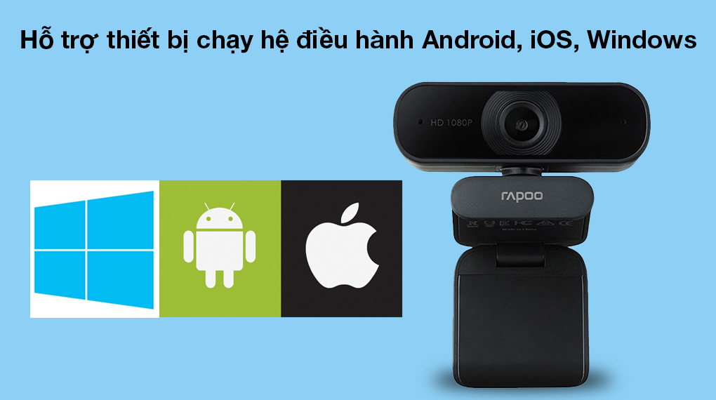 Webcam FullHD 1080p Micro Khử Ồn Kép RAPOO C260 - Hàng Chính Hãng