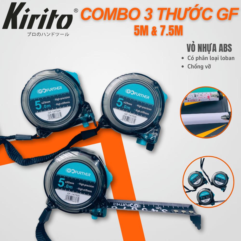 Combo 3 chiếc thước GOFUTHER mặt đen, Thước vỏ nhựa ABS chịu lực, Thước GF vỏ trong