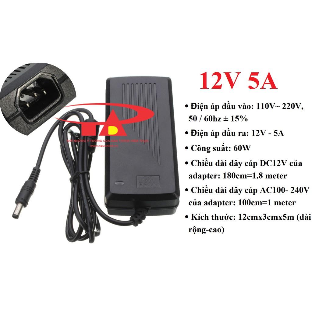Bộ Combo 5 cái ADAPTER 12V 5A chất lượng, đủ ampe dùng cấp nguồn cho camera,đèn led...