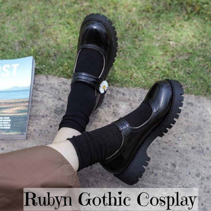 Giày Búp Bê Lolita hoa cúc quai dán vintage xinh xắn