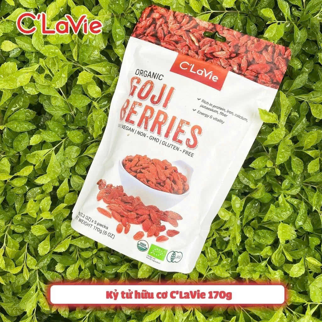 Kỷ Tử Hữu Cơ C'LaVie 170g - Dinh Dưỡng Cho Mẹ Bầu, Người Già, Giúp Dễ Ngủ, Pha Trà, Nấu Chè, Hạt Kỷ Tử To Đỏ