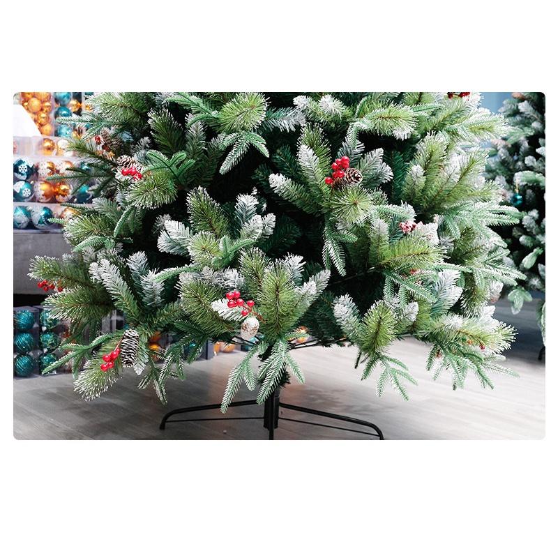 Cây thông noel phủ tuyết 2,1m gắn trái đỏ và quả thông khô PE