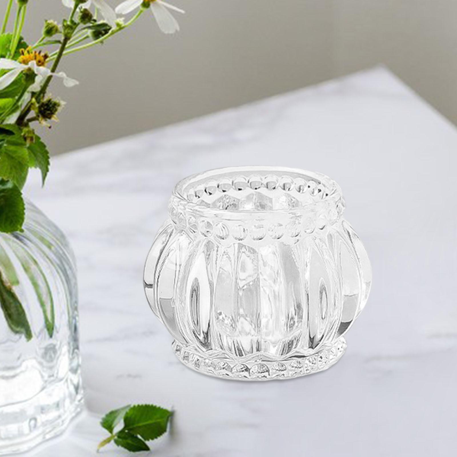 Nordic Transparent Glass Candle Holders, Round Bowl Decorative Candlestick For Coffee Shop