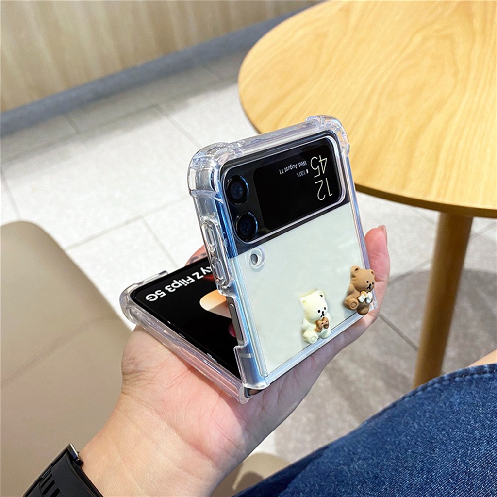 Ốp lưng cho samsung Zflip4 -Zflip5 - Zflip3 -Z flip4 - Z flip3 - Z flip5 - Z flip 4 trong suốt đính charm siêu dễ thương
