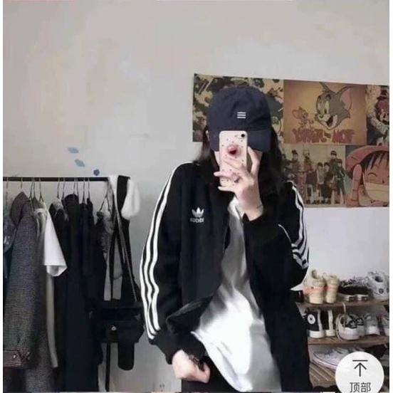 Áo khoác nỉ nam nữ form rộng ba sọc tay phong cách ulzzang unisex